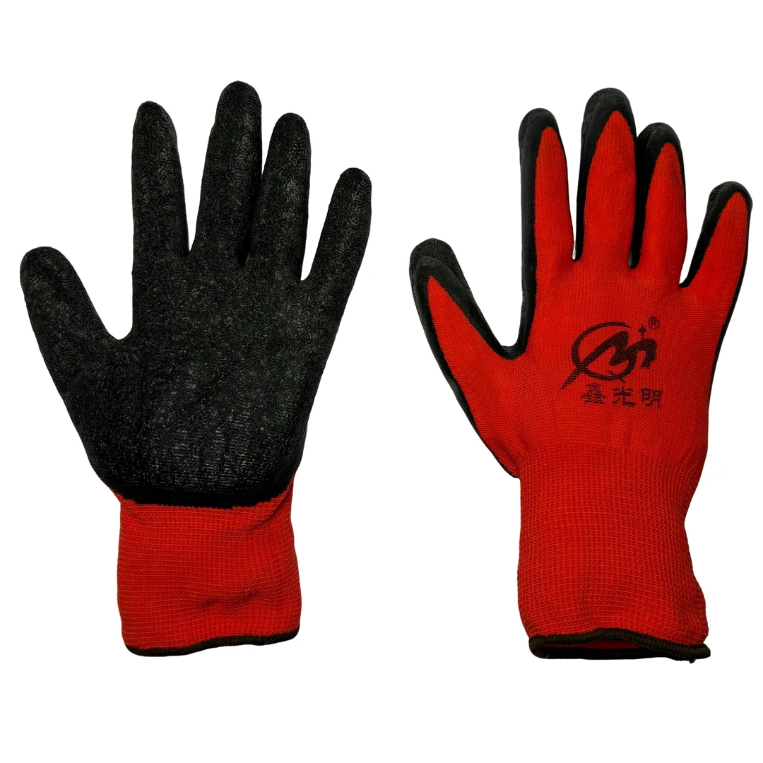 鑫光明挂胶手套红黑起皱耐磨防滑工地工厂车间维修劳保手套