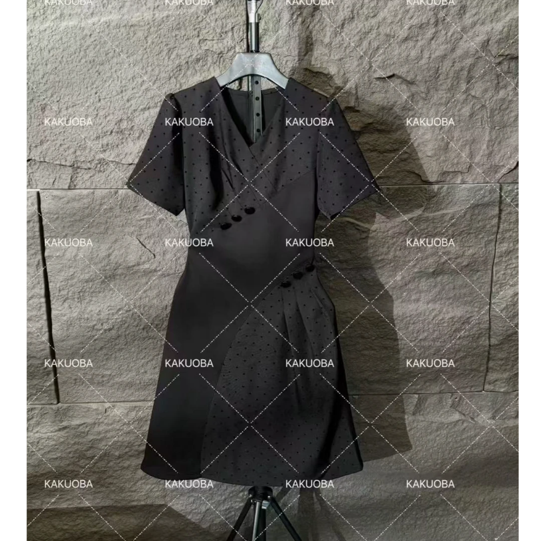 【原创大码设计师款】2025植绒爱心设计收腰显瘦连衣裙K3307