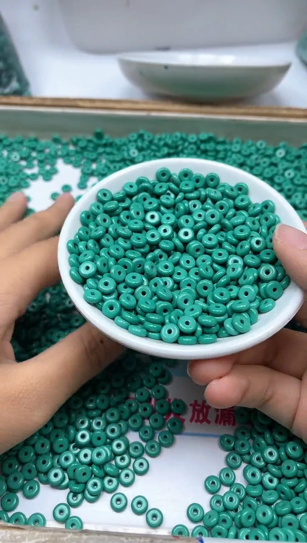 手饰玛瑙未镶嵌B1796高瓷绿算盘3*6mm20个12元