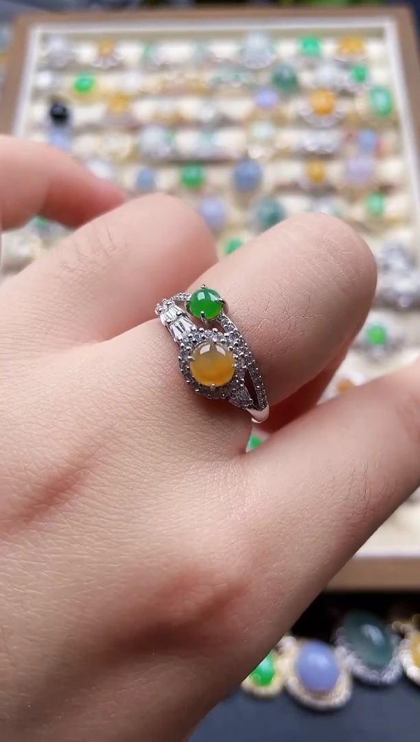 银S925镶嵌戒指翡翠9