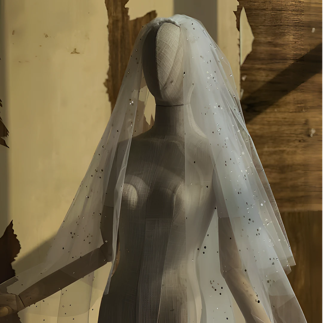 新娘主婚纱头纱全钻超闪双层长款大拖尾韩式高级感百搭结婚头纱