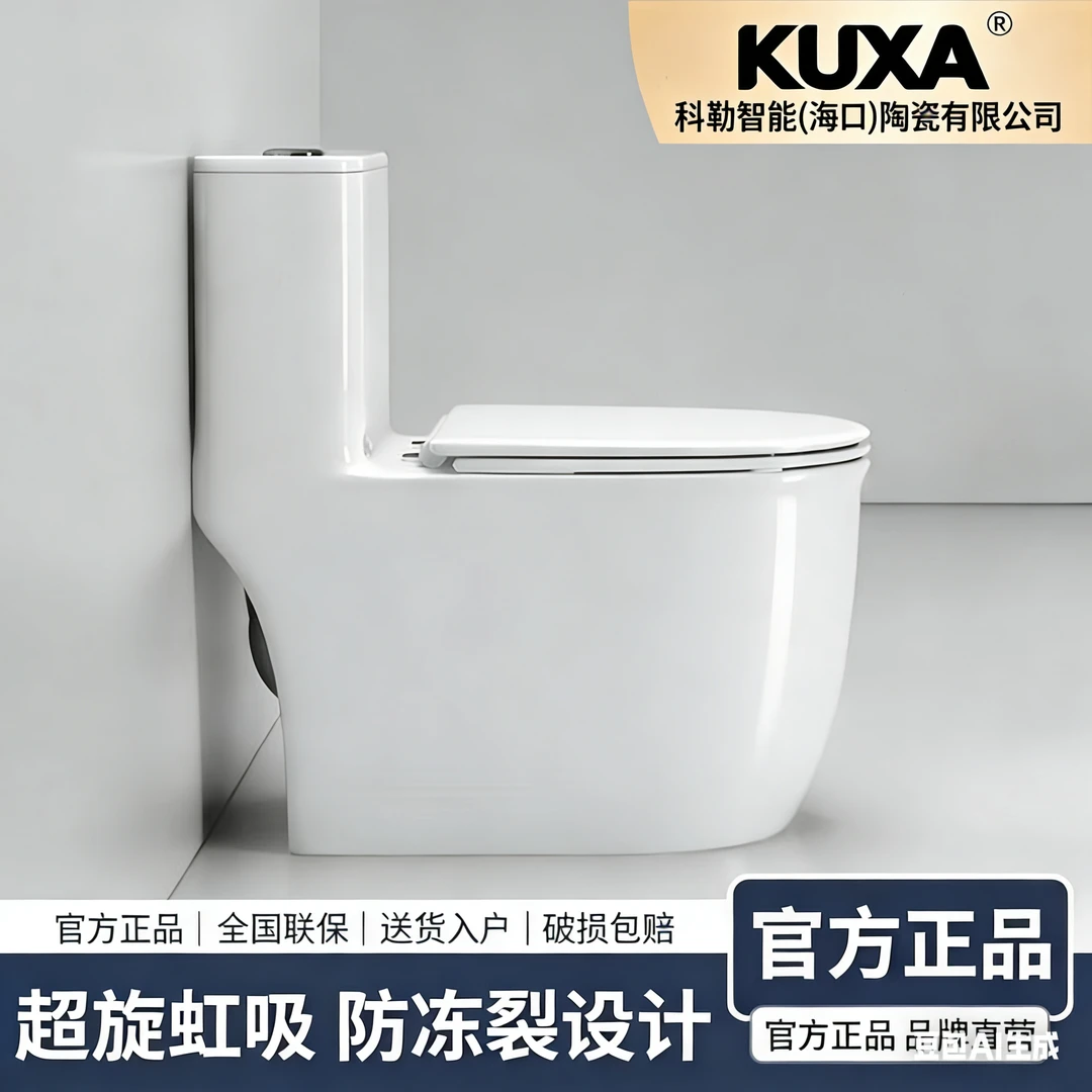 KUXA新款防冻裂抽水马桶家用虹吸大口径大冲力移位可以坐便器