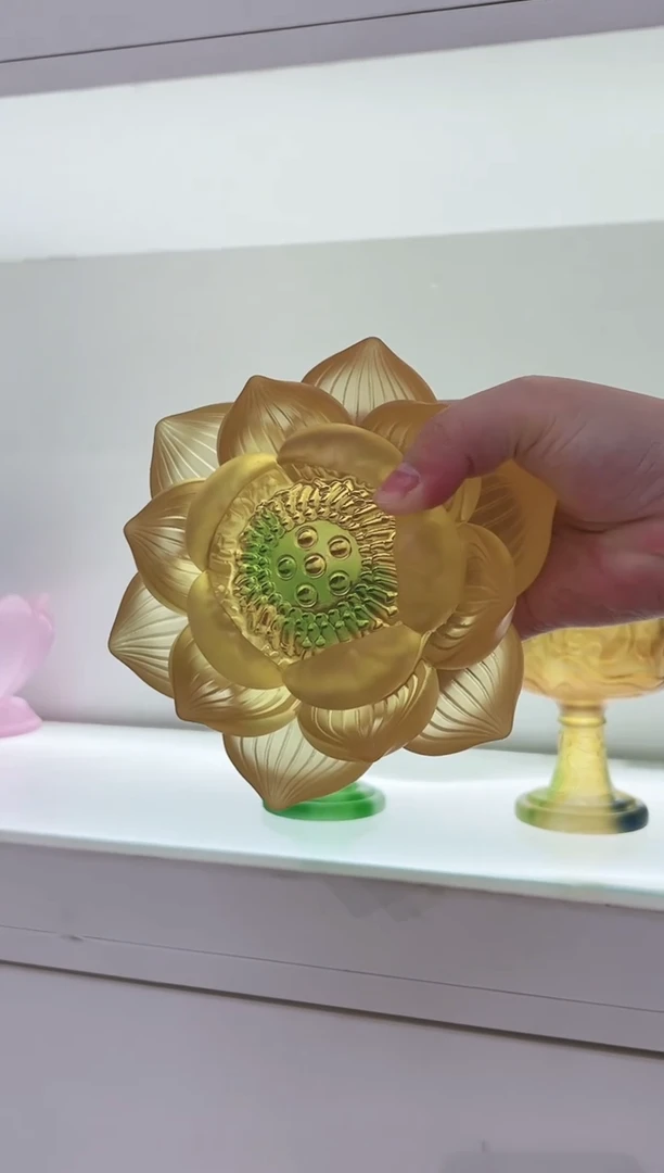 手工艺品琉璃小***藏古法琉璃18cm富贵莲花