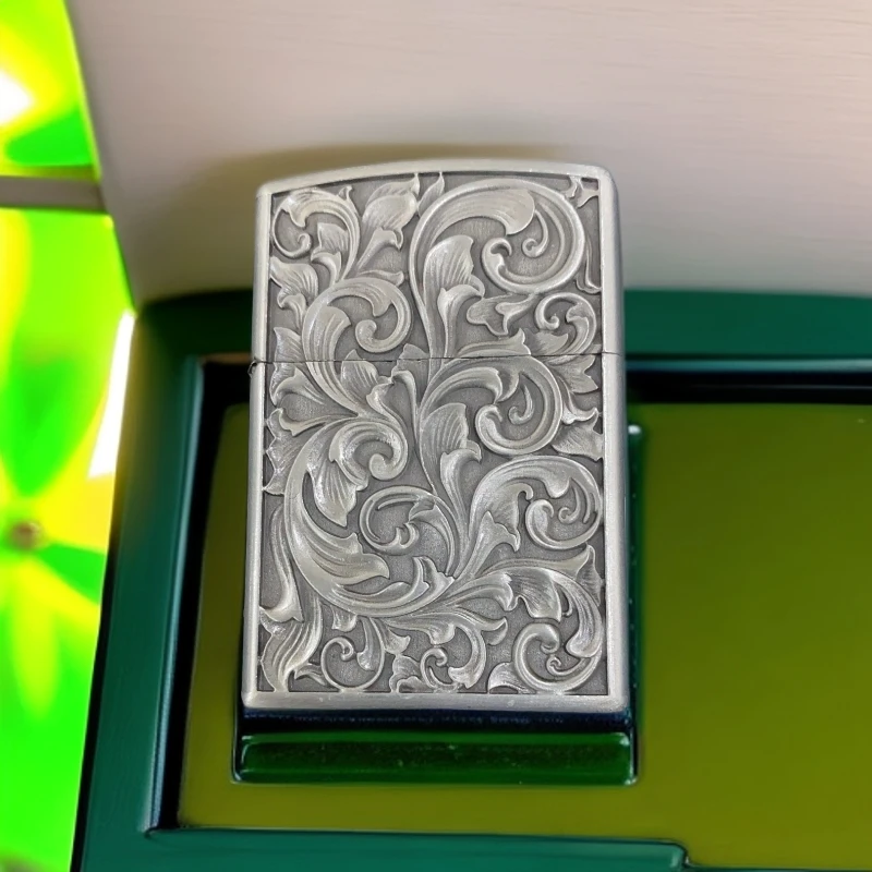 ZORRO佐罗（zk19-2本色唐草）唐草浮雕老式砂轮防风一体火机—214