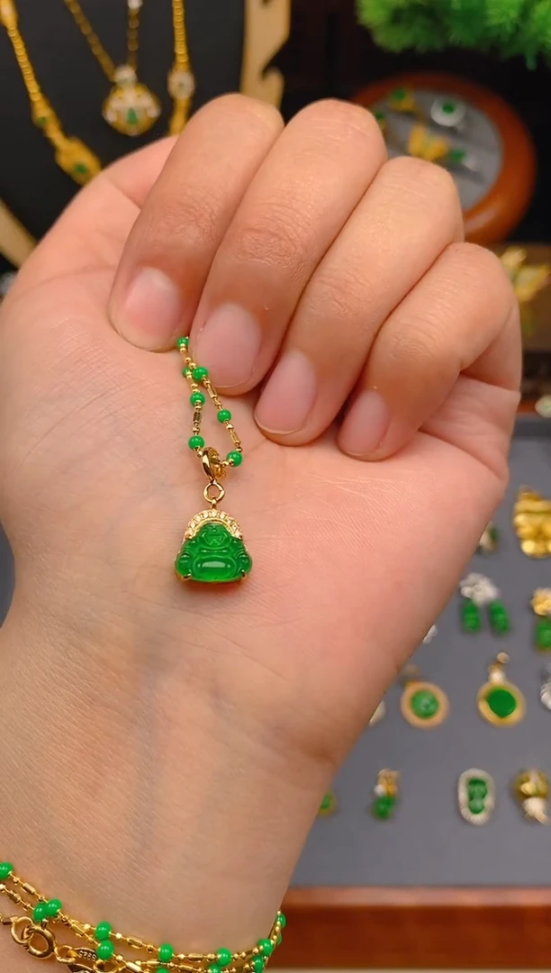 【闪购商品】翡翠吊坠(不含链)银S925镶嵌佛公万能扣