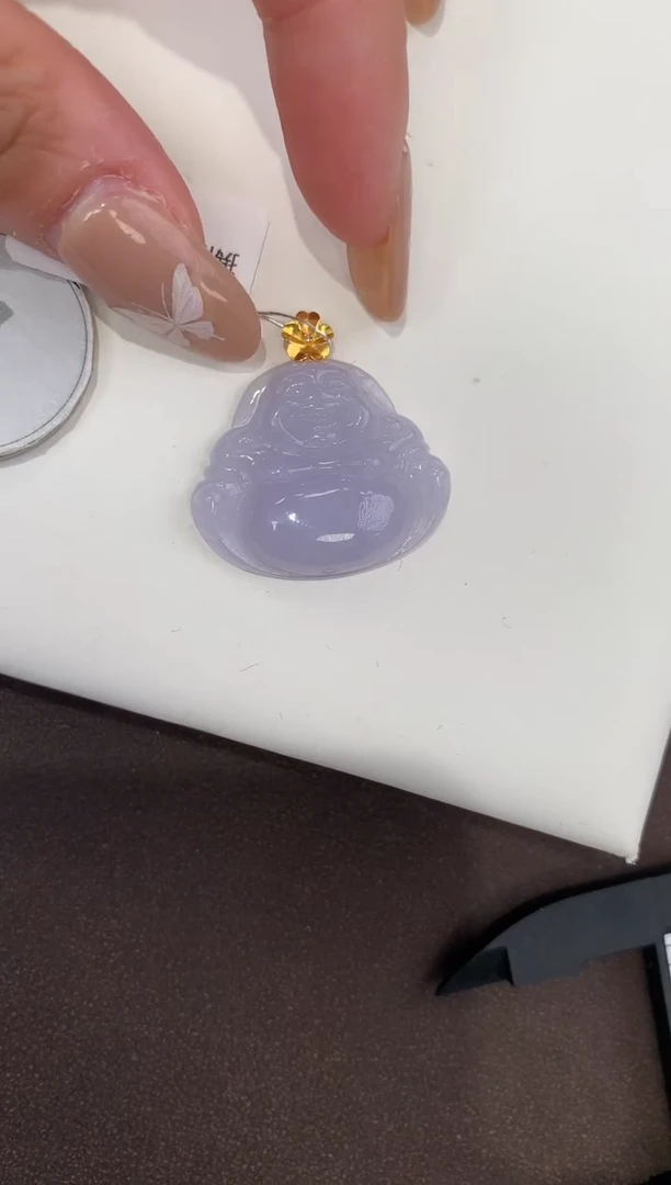 颈饰18K金镶嵌翡翠天然缅甸a货翡翠