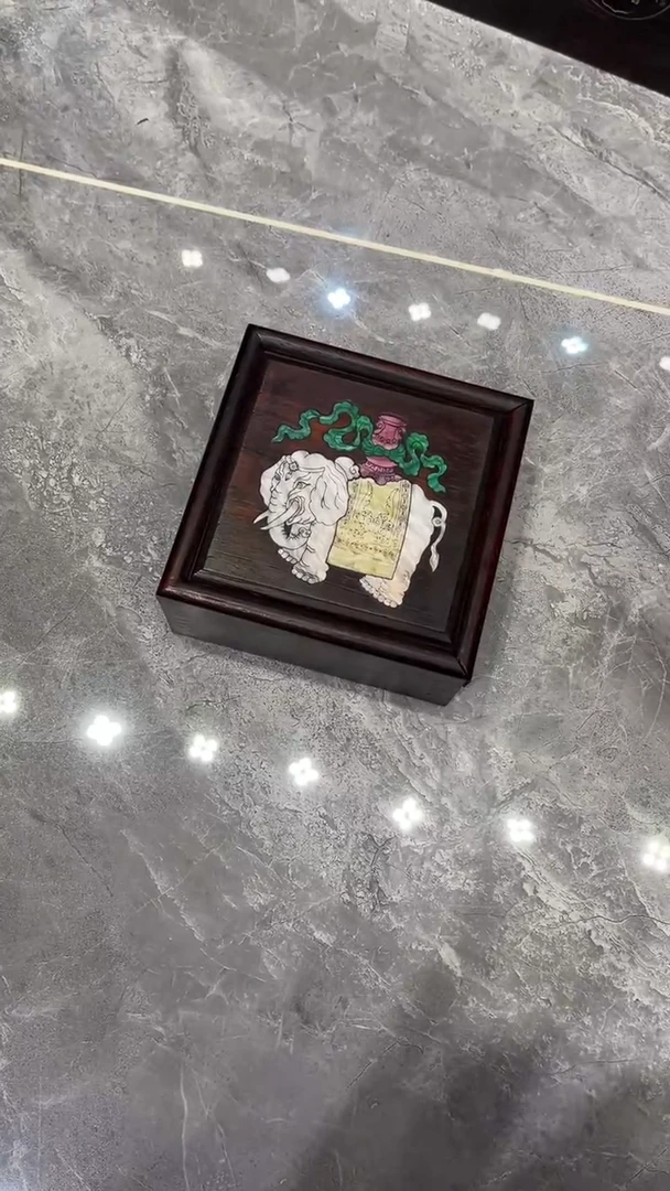 木吉祥如意方形抽拉盒