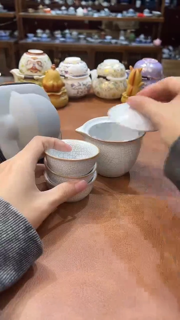 真的很便宜会开片的旅行茶具