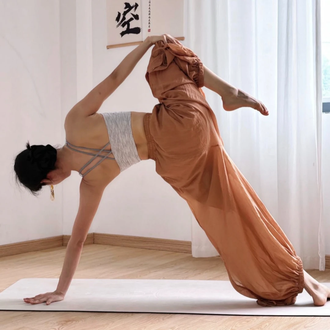 内观流飘逸镂空瑜伽裤宽松透气薄款垂感大束脚绑带舞蹈长裤子女夏