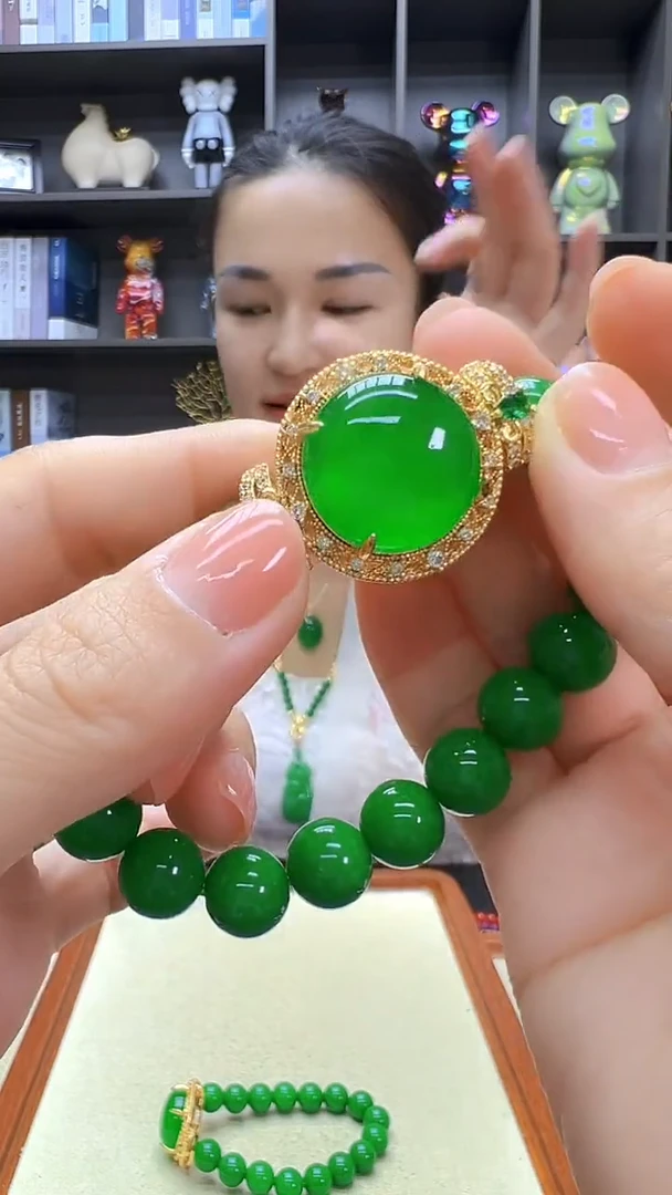 翡翠14K金镶嵌颈饰丹丹diy劲饰