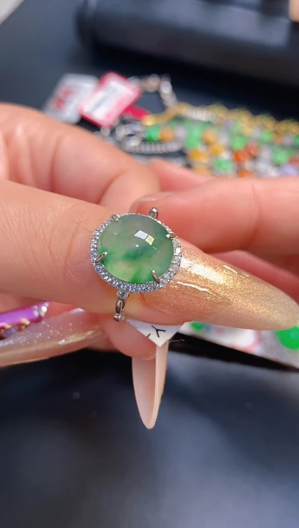 银S925镶嵌戒指翡翠天然