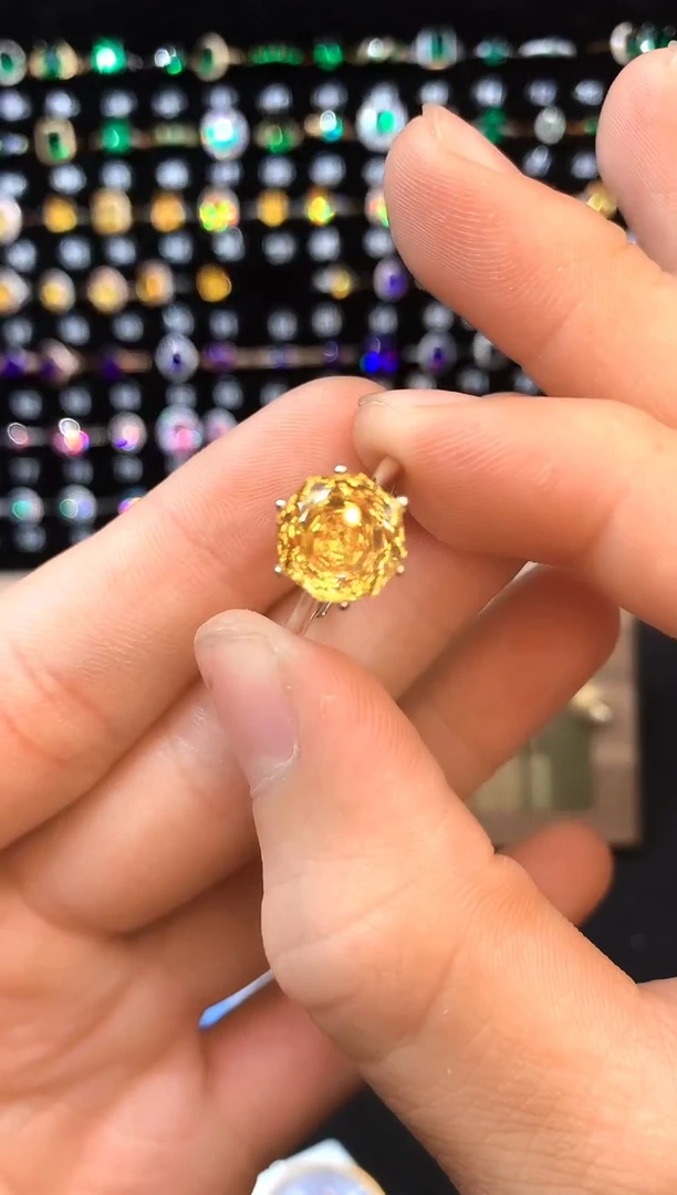 黄晶戒指银S925镶嵌.......