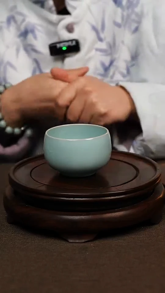 瓷片天青色全手禅定杯150ml 微瑕 不带礼盒