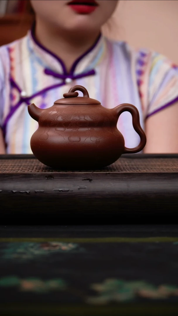 茶壶紫砂葫芦 冰窖底槽青