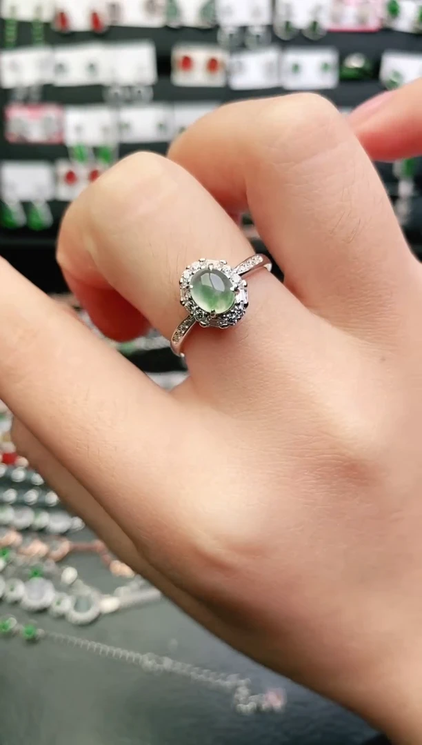 翡翠戒指银S925镶嵌0