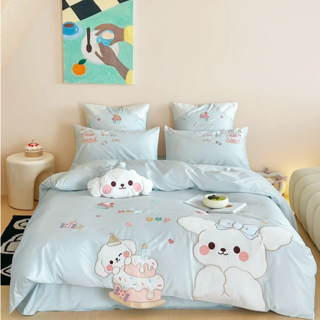 小玲子 蛋糕狗系列 100支长绒棉纯棉三件套四件套 可爱风