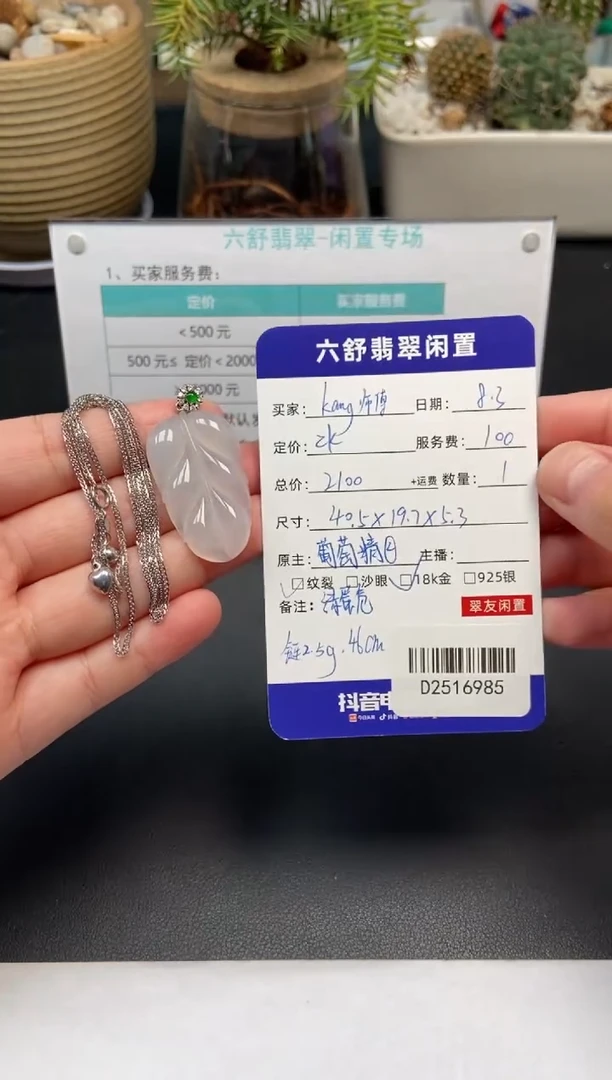 翡翠18K金镶嵌颈饰k****肉D2516985