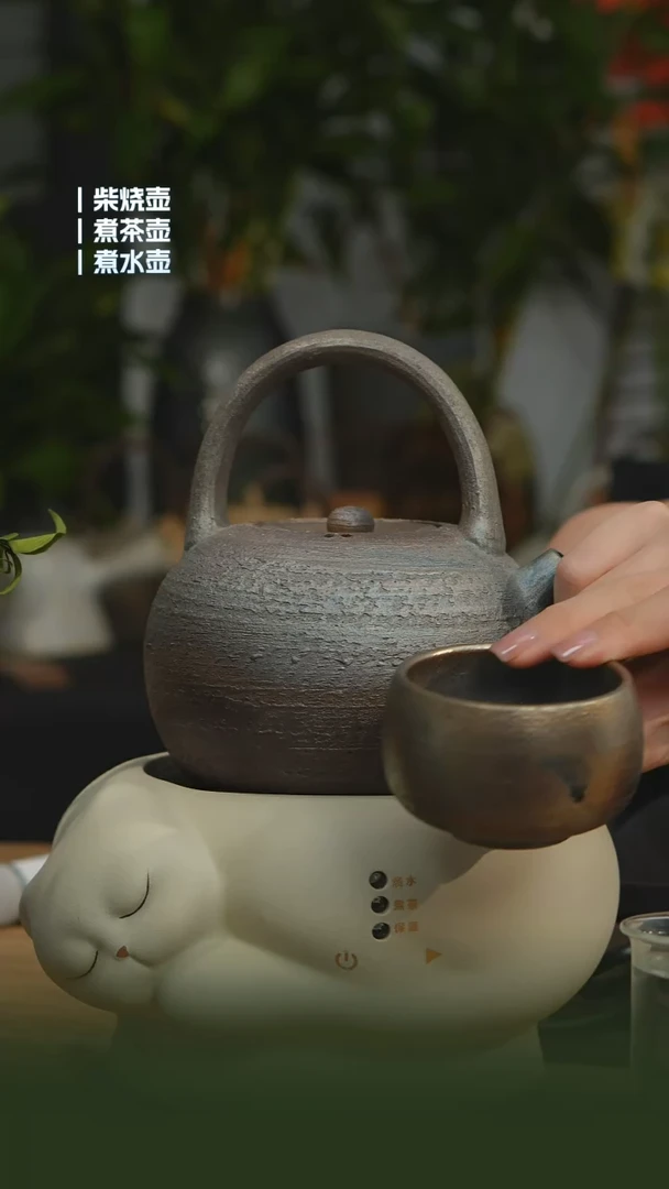 铁胎柴烧1200cc纯手工 一壶一龙窑禅定杯（可备注有字无字）