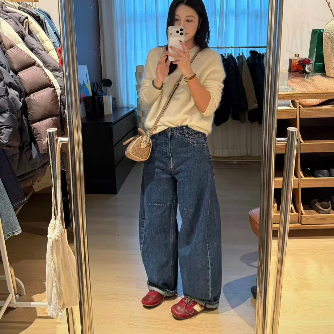 深色宽松阔版牛仔裤垮裤