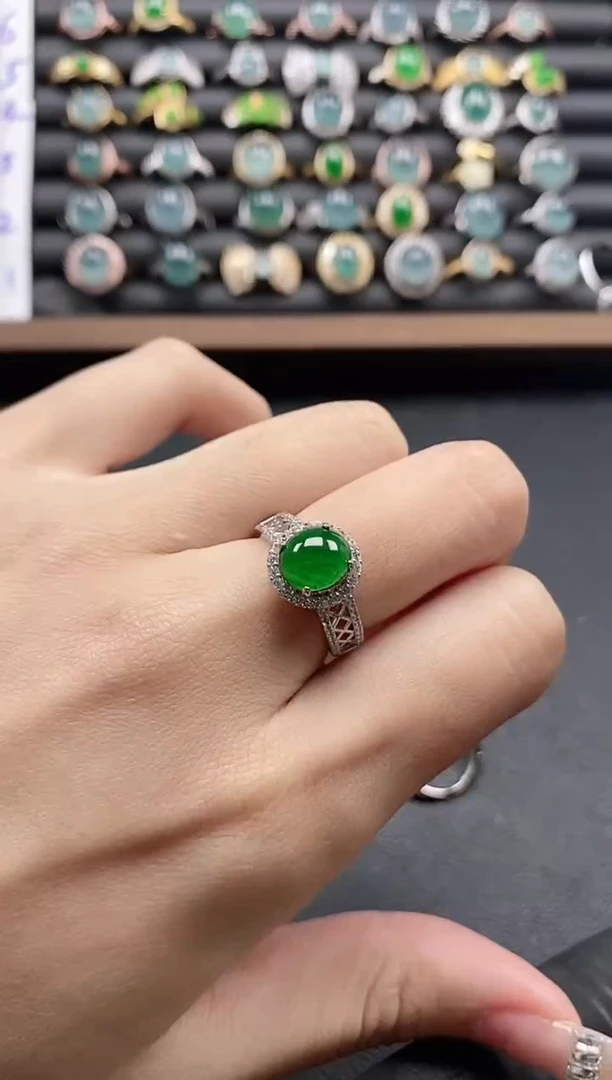 银S925镶嵌戒指翡翠51511