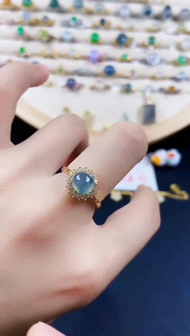 翡翠戒指银S925镶嵌41659