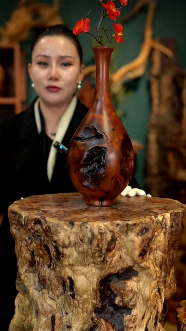 木雷击枣木富贵瓶