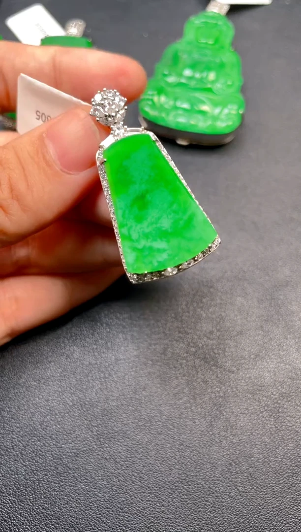 吊坠(不含链)银S925镶嵌翡翠吊坠