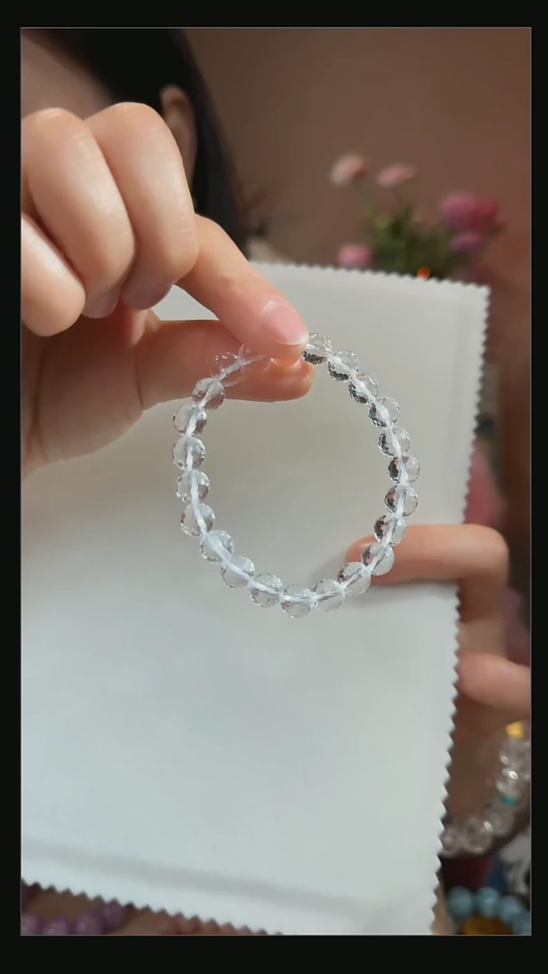 【闪购商品】水晶手串未镶嵌天然双A级白水晶手串8mm