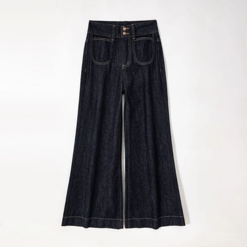 2025秋季复古百搭遮肉高腰宽松显瘦直筒阔腿裤BJ059