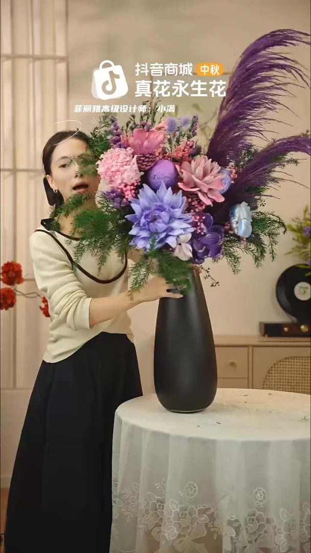 手工艺品琉璃 ：  花+花瓶一整套