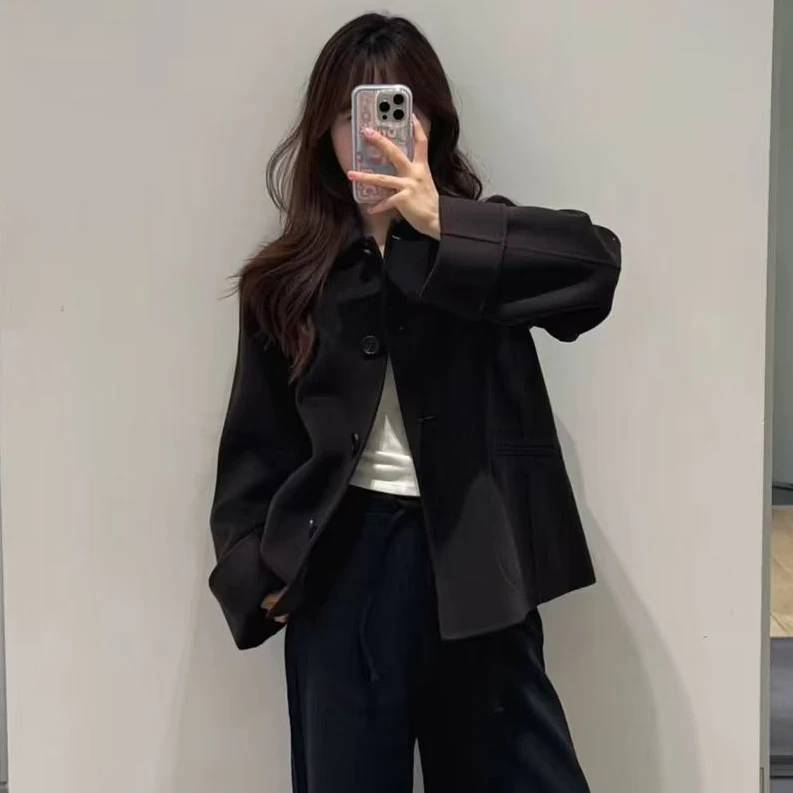 C*s款莱赛尔羊毛混纺双面呢大衣