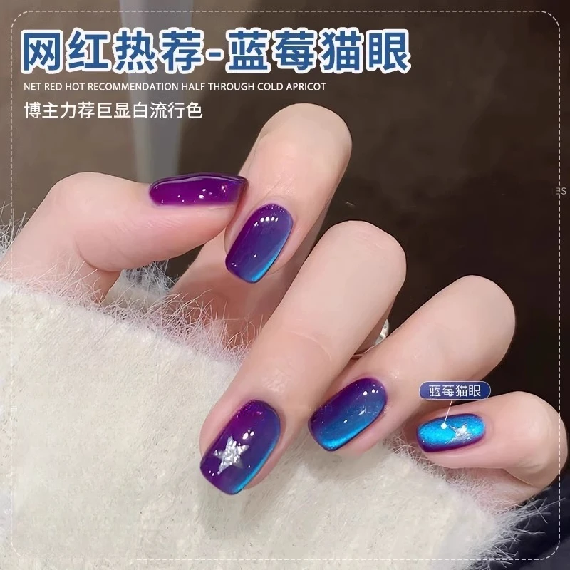 又酷又炫蓝莓猫眼网红热卖甲油胶2025新款流行显白晶石猫眼胶