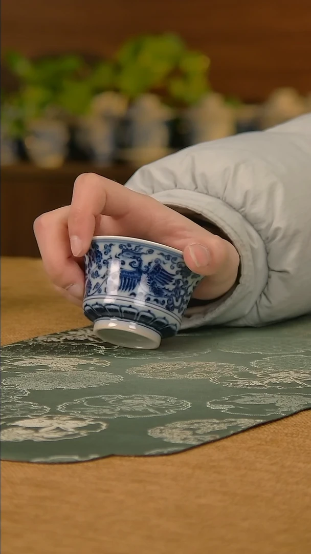 【闪购商品】景德镇莹焰堂缠枝双凤折腰马蹄杯