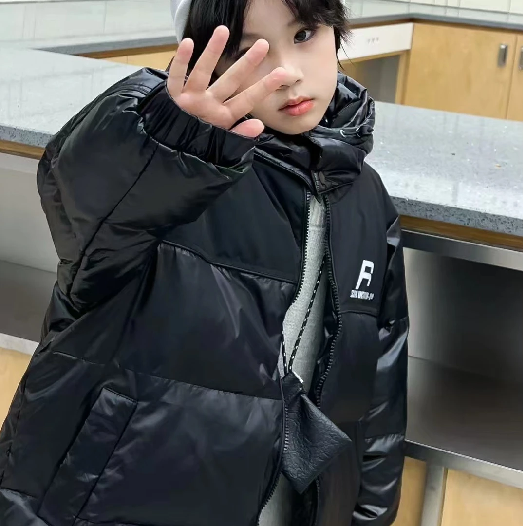 儿童冬款羽绒服男宝百搭连帽女童潮童中大童防寒服【8629】