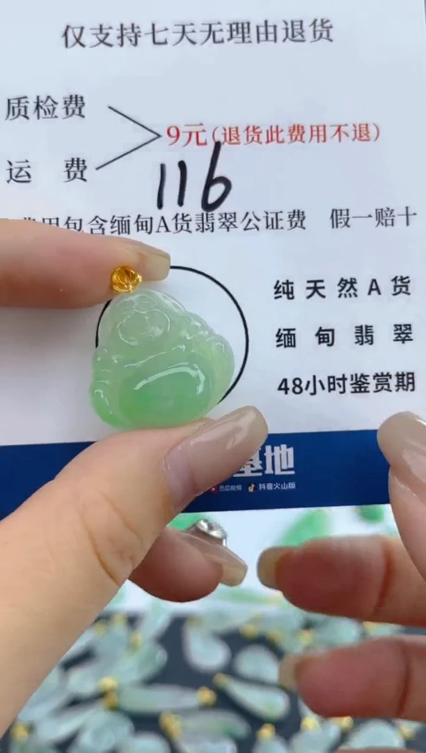 颈饰18K金镶嵌翡翠天然A货翡翠