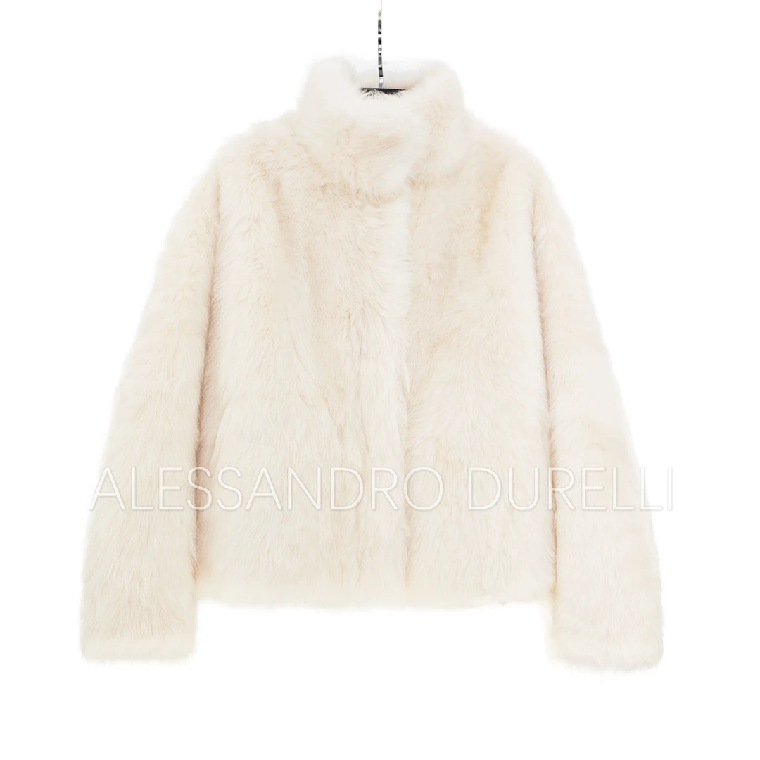 西班牙进口托斯卡纳皮毛一体休闲立领直毛外套BE-A5807