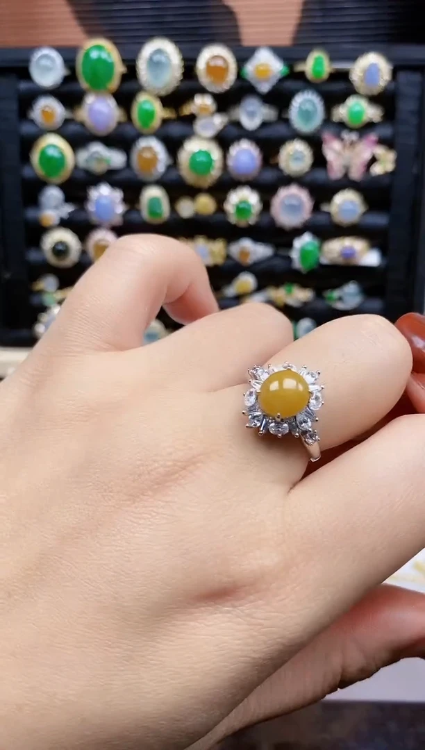 银S925镶嵌戒指翡翠498