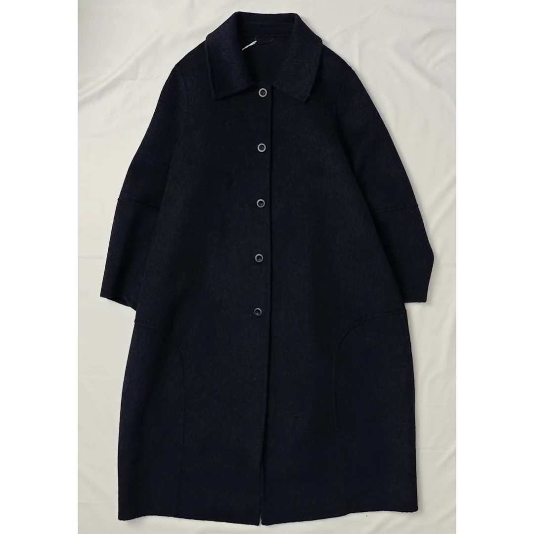 LOV3中长款单颗扣子大衣2025秋冬新款大码女装显瘦气质百搭