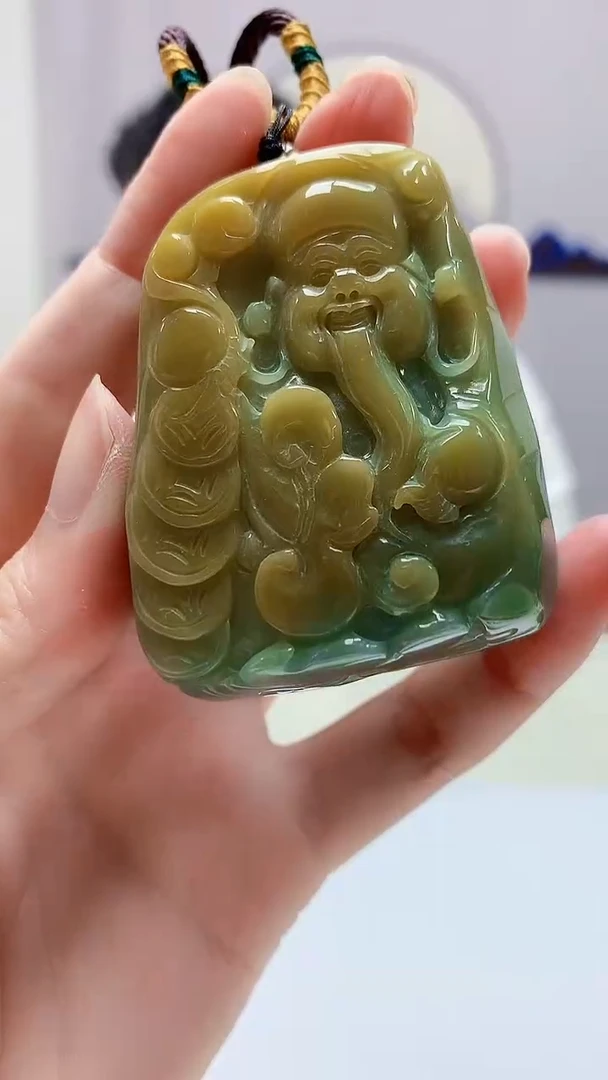 定制翡翠未镶嵌5060zm-毛货挂件财神84