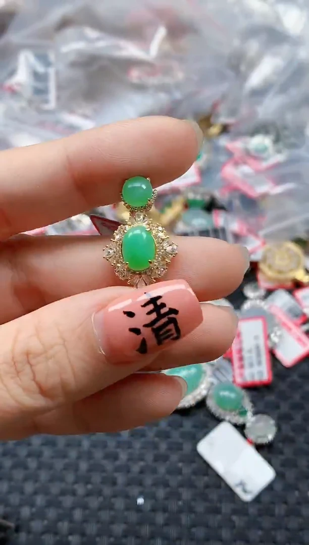 银S925镶嵌戒指翡翠天然A货缅甸翡翠