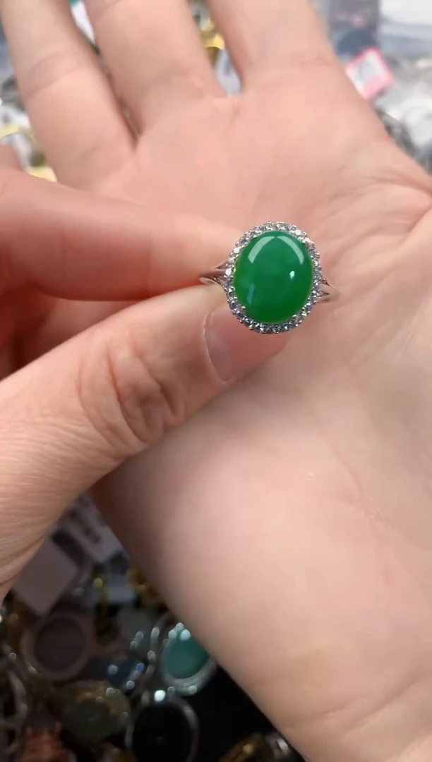 银S925镶嵌戒指翡翠111   9