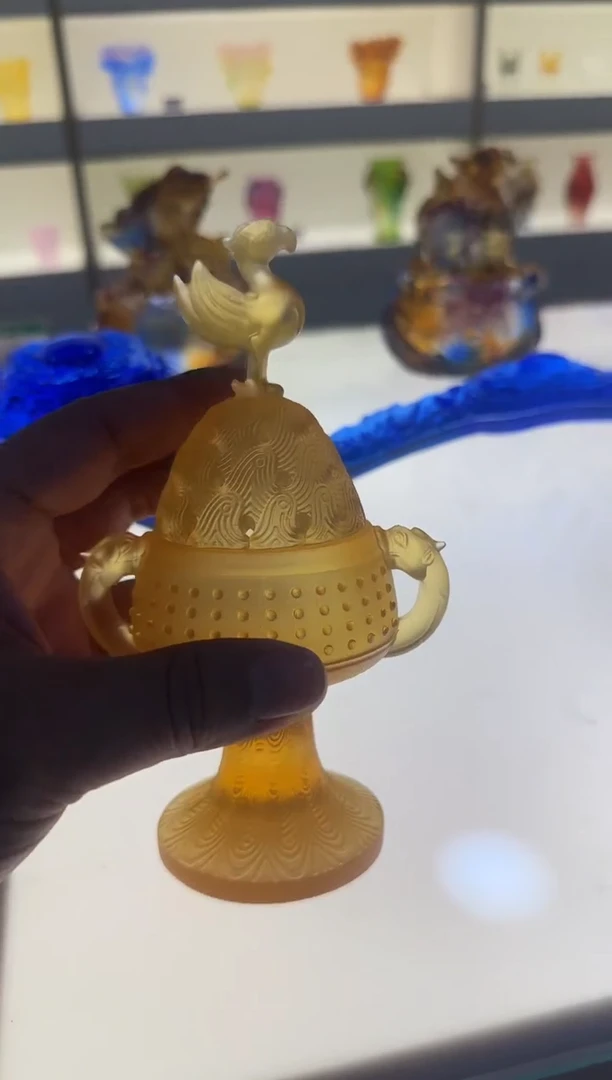 手工艺品琉璃冠斑犀鸟香炉