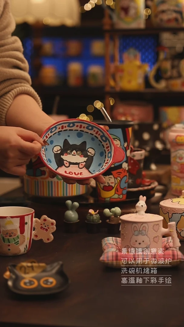 陶瓷景德镇可爱陶瓷釉下彩绘设计师款