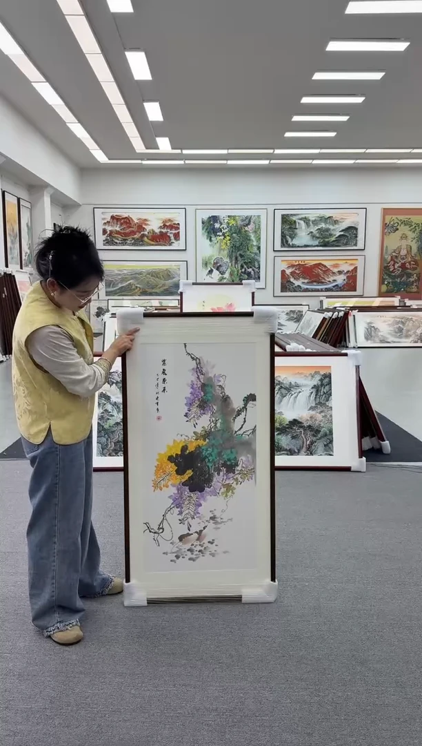 国画手绘  紫气东来  125*65