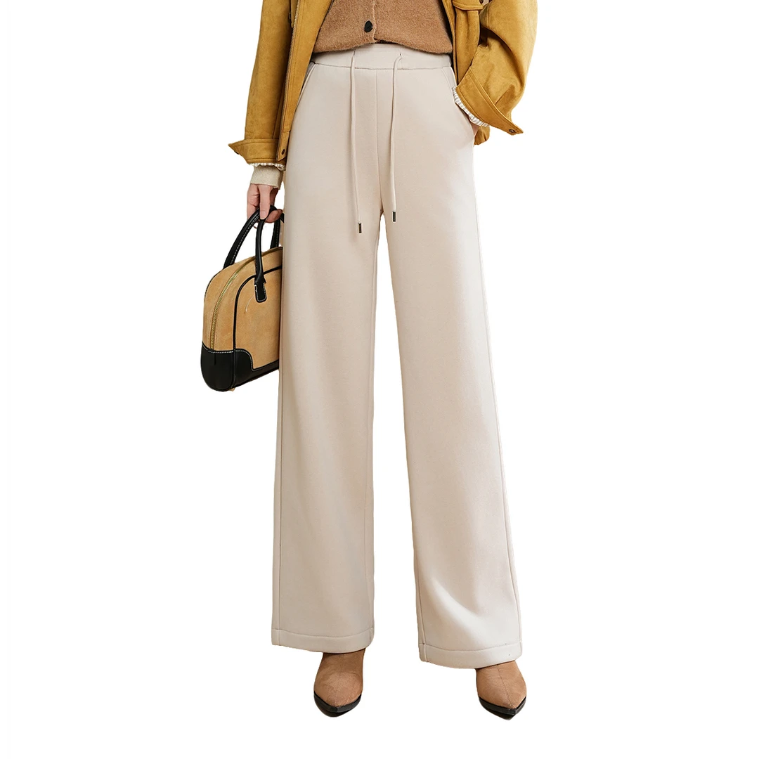 【羊绒直筒裤】WEIWE百搭莱赛尔羊绒蚕丝直筒裤2585