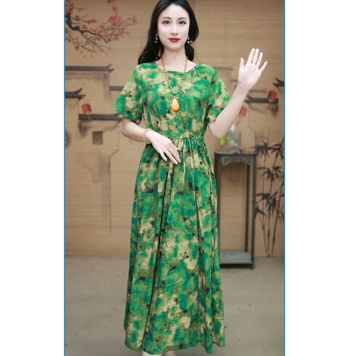 妮可2025年春夏新款遮肚子收腰显瘦小个子长款女连衣裙