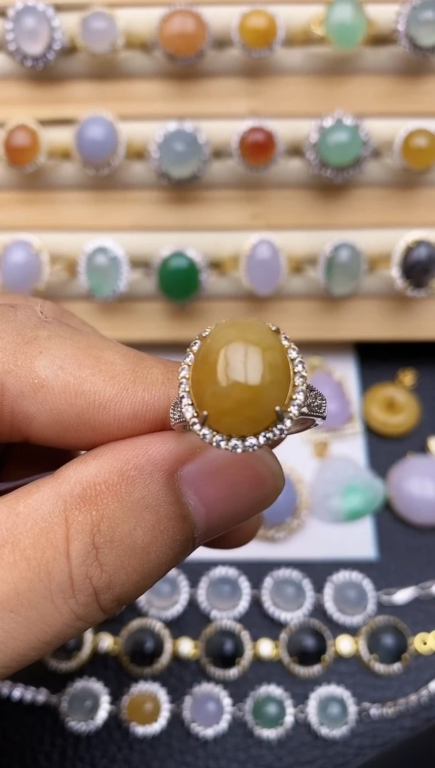 翡翠戒指银S925镶嵌/0045