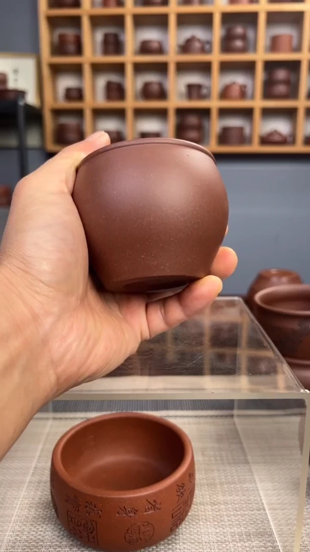 茶杯紫砂千****子深井紫泥杯子