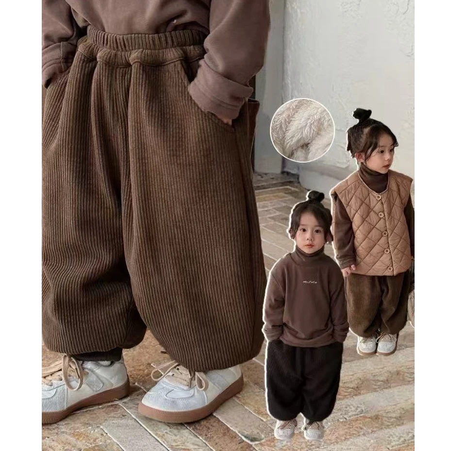 加厚糕糕绒冬季儿童灯芯绒灯笼裤男童女童休闲裤