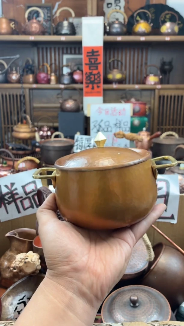 包浆色奶锅纯紫铜 高端   加厚